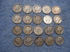 20 SILVER MERCURY DIMES WITH DATES    lot 10