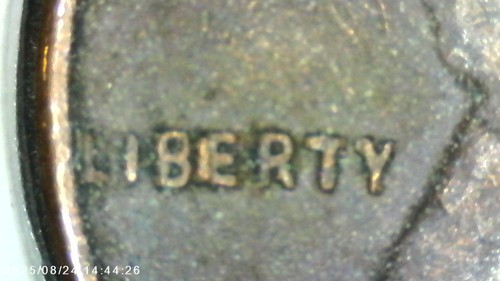 1957 P Lincoln Grano Penny ERRORE Die Chip BIE Circolata MONETA ESATTA