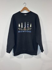 Vintage 90s Boston Mass Crewneck Sweatshirt Lighthouses Heavy Cotton Size Large