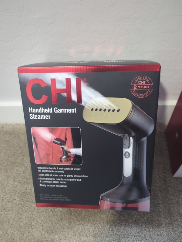 CHI Handheld Garment Steamer for Clothes 2 Continuous Steam Modes, Red 