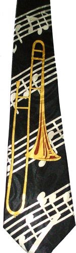 TROMBONE NECKTIE NEW TIE BRASS INSTRUMENTS HORN MUSIC STUDENT TEACHER BAND PLAY - Bild 1 von 1