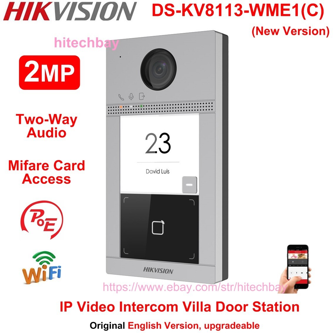 Hikvision DS-KV8113-WME1(C) Villa Door station Doorbell Video Intercom PoE WiFi | eBay