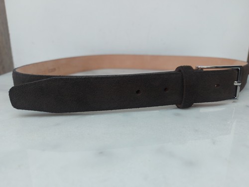 British Belt Company Stratton Brown Suede Leather Belt Size 36 Made in England - Picture 6 of 6