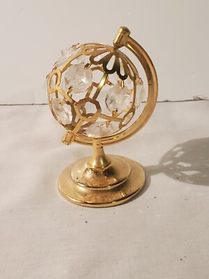 Spectra Swarovski Clear Crystal Temptations Globe Gold 24K Plated 3.75''
