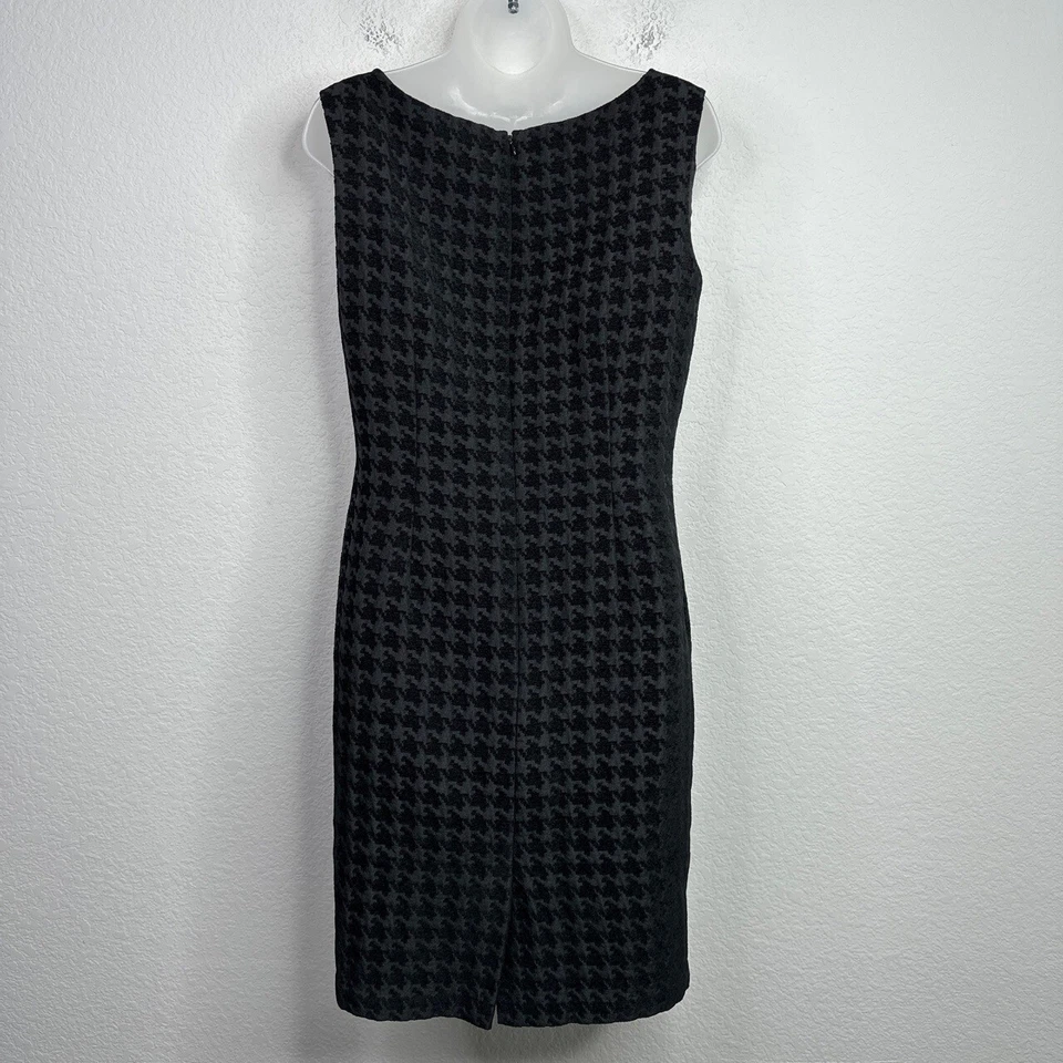 Albert Nipon Dress Womens Size 12 Black Sleeveless Textured Houndstooth Business - Image 2 of 4