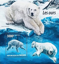 NIGER THE BEARS STAMPS MNH 2015 POLAR BEAR WILD ANIMALS WILDLIFE FAUNA MARINE 1
