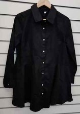 LADIES ROLL POPLIN SHIRT DRESS BLACK SIZE 10  NEW (551)