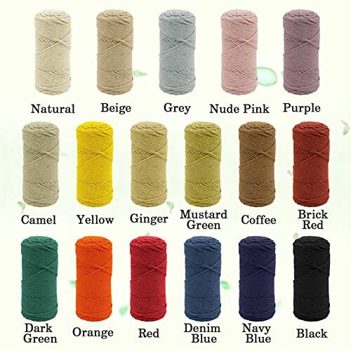 Macrame Cord 2mm x 153 Yards, Polyester Macrame Cotton Yarn for Crochet, Ginger - Picture 3 of 7