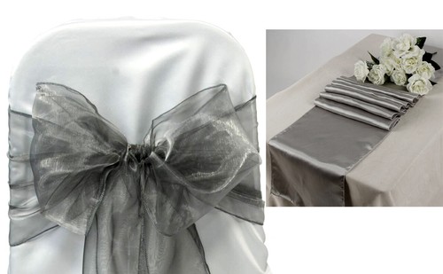 Organza Stuhl Flügel Schleife + Satin Tischläufer Hochzeit Party Dekoration - KOSTENLOSER VERSAND - Bild 29 von 34