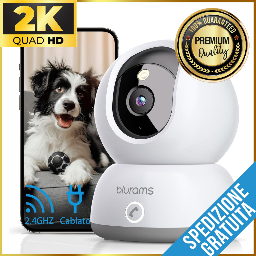 Telecamera WiFi 2K 360° Smart: Controllo Totale via App e Alexa
