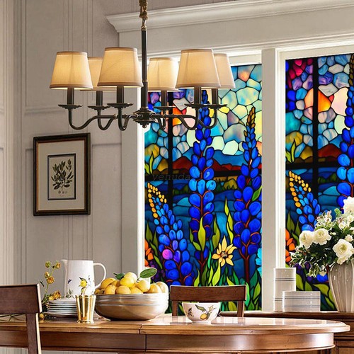 🔥3D Privacy Static Cling Frosted Stained Window Film Flower Birds Glass Sticker - Picture 9 of 83