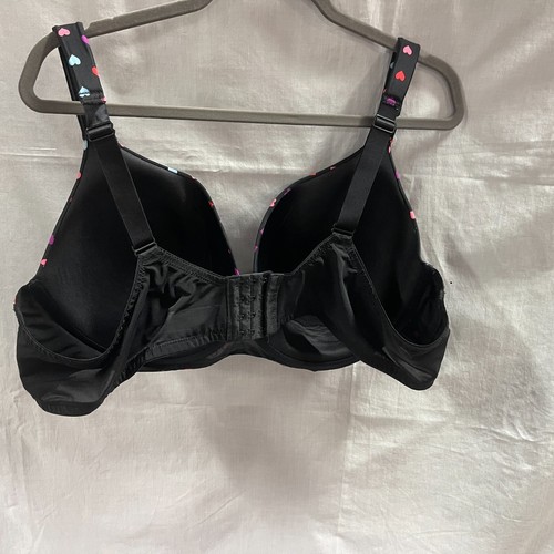 Avenue Bra Black Red Pink Hearts Full Coverage 50C Underwire - Picture 3 of 6