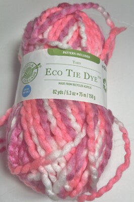 LOOPS & THREADS Yarn -Eco TIE DYE YARN. 1PK. FAR OUT FLAMINGO. I COMBINE SHIP