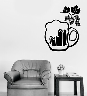 Wall Vinyl Decal Sticker Beer Mug Foam Hop Fruit Beer Bar Decor (n1362)