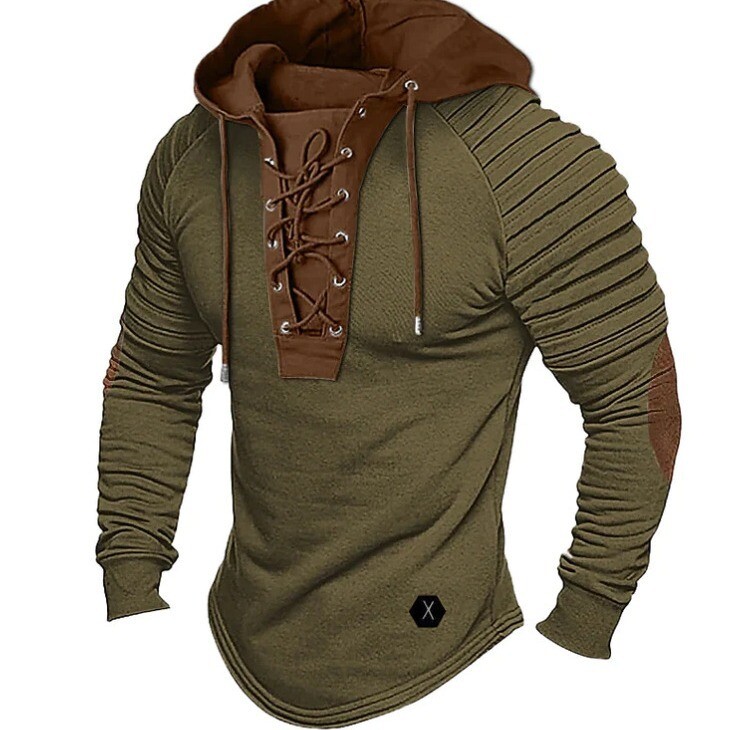 【L】 HUMAN MADE Lace-Up Hooded Pullover Human Made Lace-up Hooded Pullover - Olive Drab | Garmentory