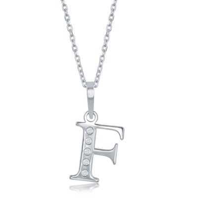 Sterlingsilber 0,03 ctttw Diamant 'F' Initial Anhänger mit Kette