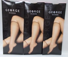 6 pair George Woman Knee Highs (Queen size) Daysheer Leg w/ reinforced toe