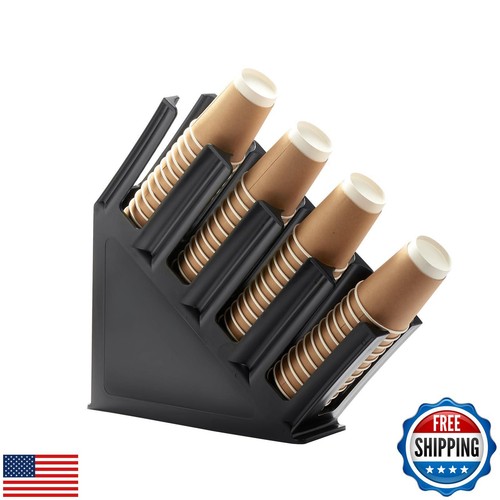 Paper Cup and Lid Holder, Disposable Paper Cup Dispenser 4 Compartment Coffee