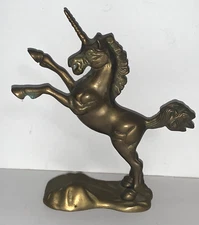 SOLID BRASS UNICORN FIGURINE 7.75" TALL WITH BASE COLLECTIBLE