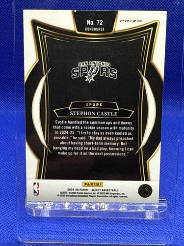 2024-25 Panini Select Stephon Castillo Azul Hielo agrietado Prizm Spurs SP RC Novato - Imagen 2 de 2