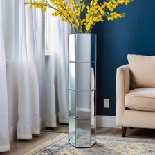28" Tall Mirrored Floor Vase， Home Decorative  glass vases for flowers