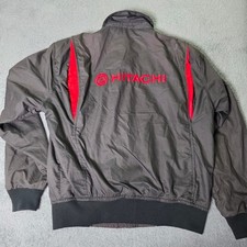 Crown of California Mens L Hitachi Bomber Jacket Grey Red Vintage Workwear Zip