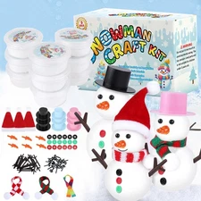 9 Pack Build a Snowman Kit - DIY Clay Crafts, Christmas Stocking Stuffer for Kid