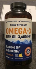 Triple Strength Omega 3 Fish Oil 3600mg EPA & DHA Over 2100mg Omega3 Fatty 180ct