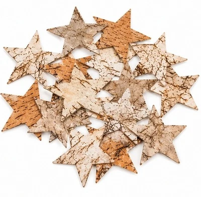 24er Set Birkensterne 7cm STERNE Weihnachten Holzsterne Holz Birke o026 Deko - Bild 1 von 2