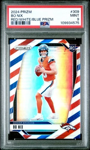 Bo Nix 2024 Prizm Red White & Blue Prizm #309 PSA 9 RC