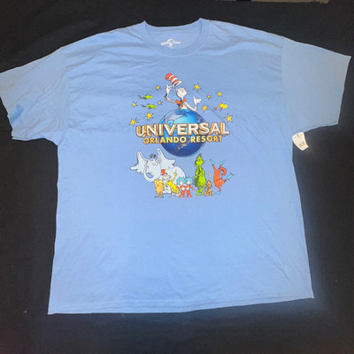 NWT 3X Mens Unisex adult Universal Studios Resort Orlando Dr Seuss T Shirt Blue