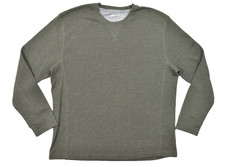 Eddie Bauer Men 2XL Waffle Knit Thermal Pullover Sweater Olive Green Long Sleeve