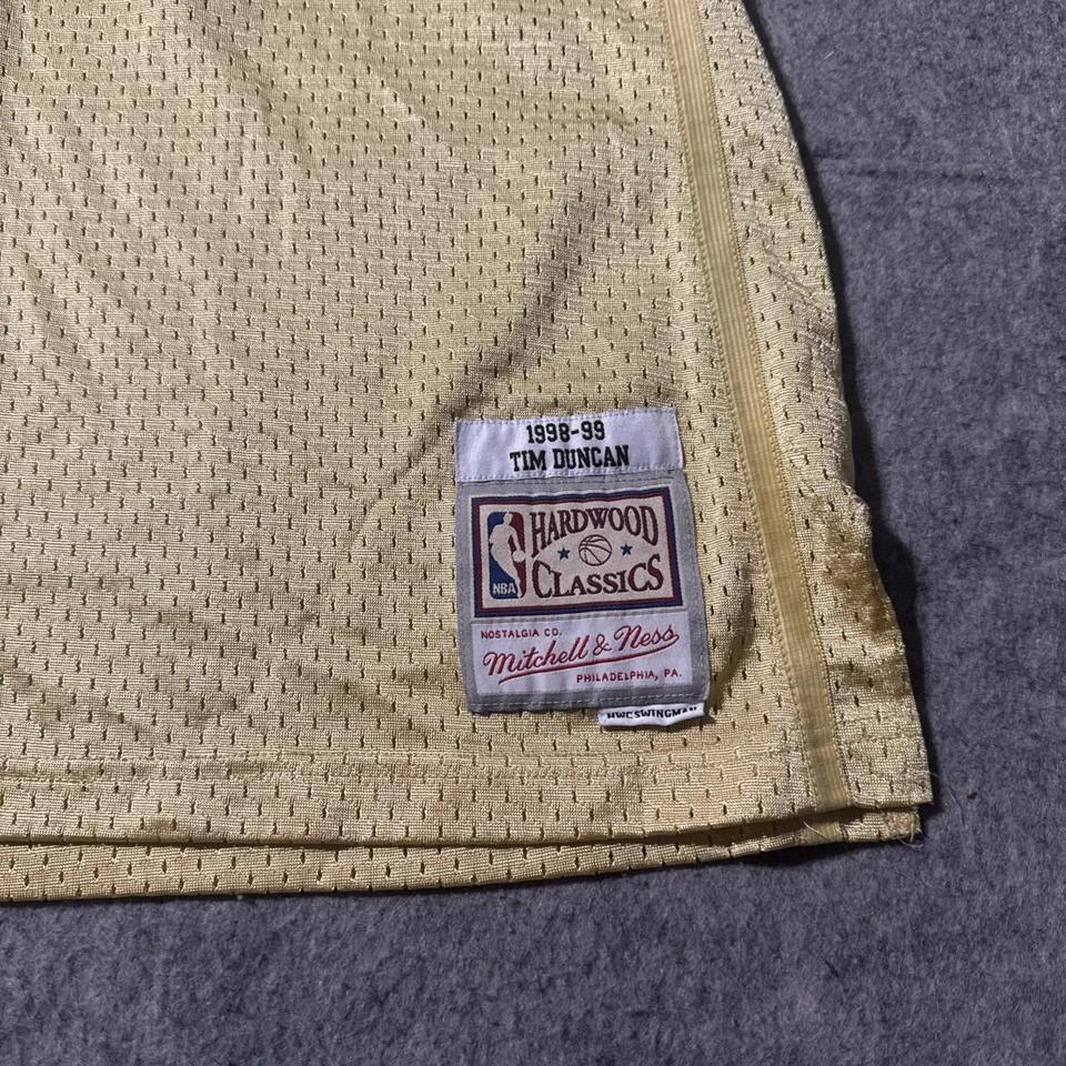 RARE Authentic Mitchell & Ness Spurs #21 Tim Duncan 1998-99 GOLD NBA Jersey 2XL - Image 2 of 4