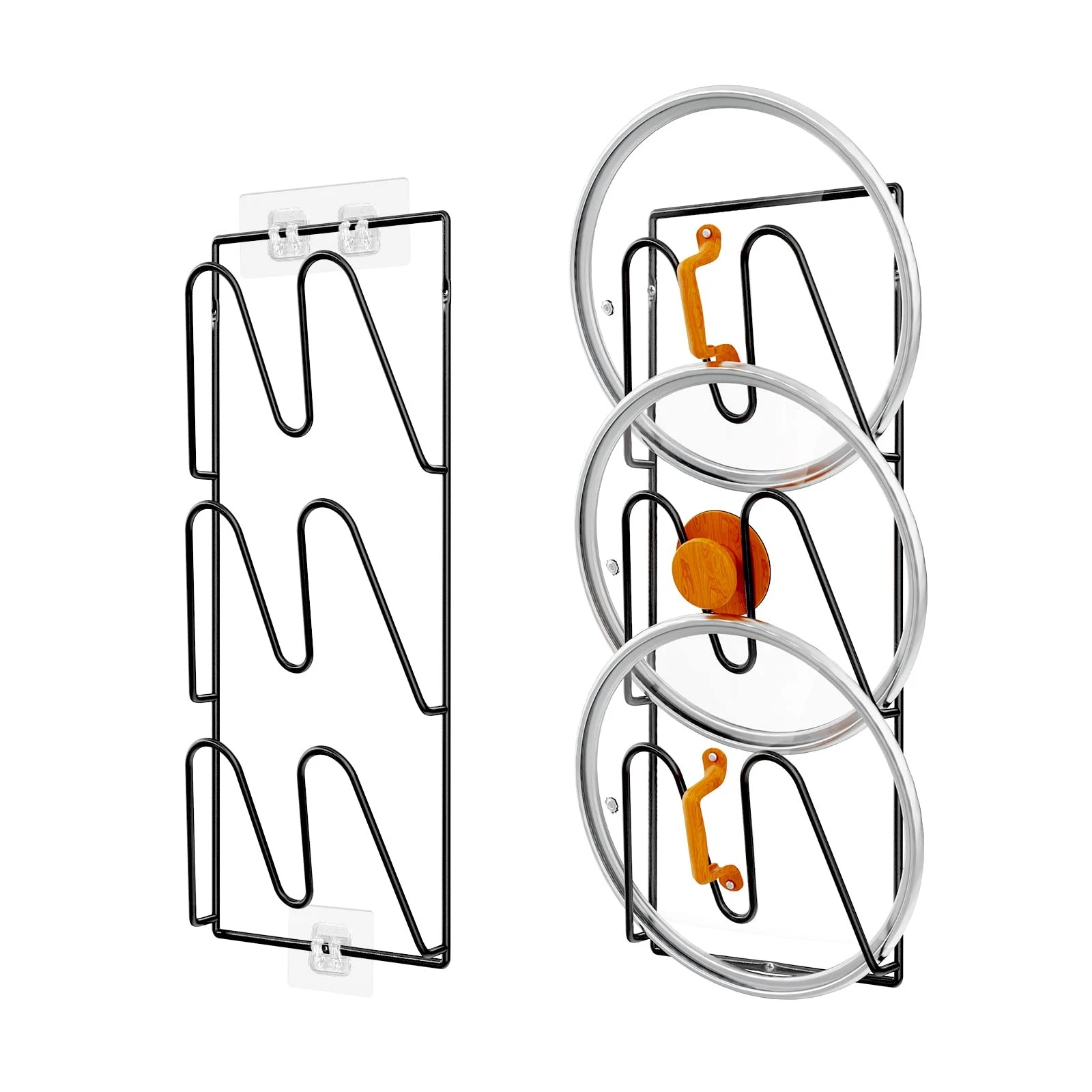 2 Pack Pot Lid Organizer Rack, 6-Tier Pot Lids Holder for Cabinet Door/Wall, ...