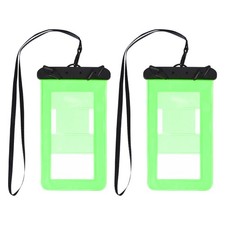 2Pcs Universal Waterproof Phone Pouch Bag Clear Cellphone Dry Bag Green