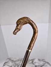 Wooden Crook Handle Carved Horse Head Walking Stick Cane 35" 