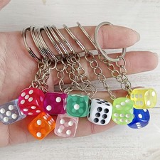 Dice Keychain Keyring Casino Gambling Key Chain Ring Fob Bag Pendant Game Die