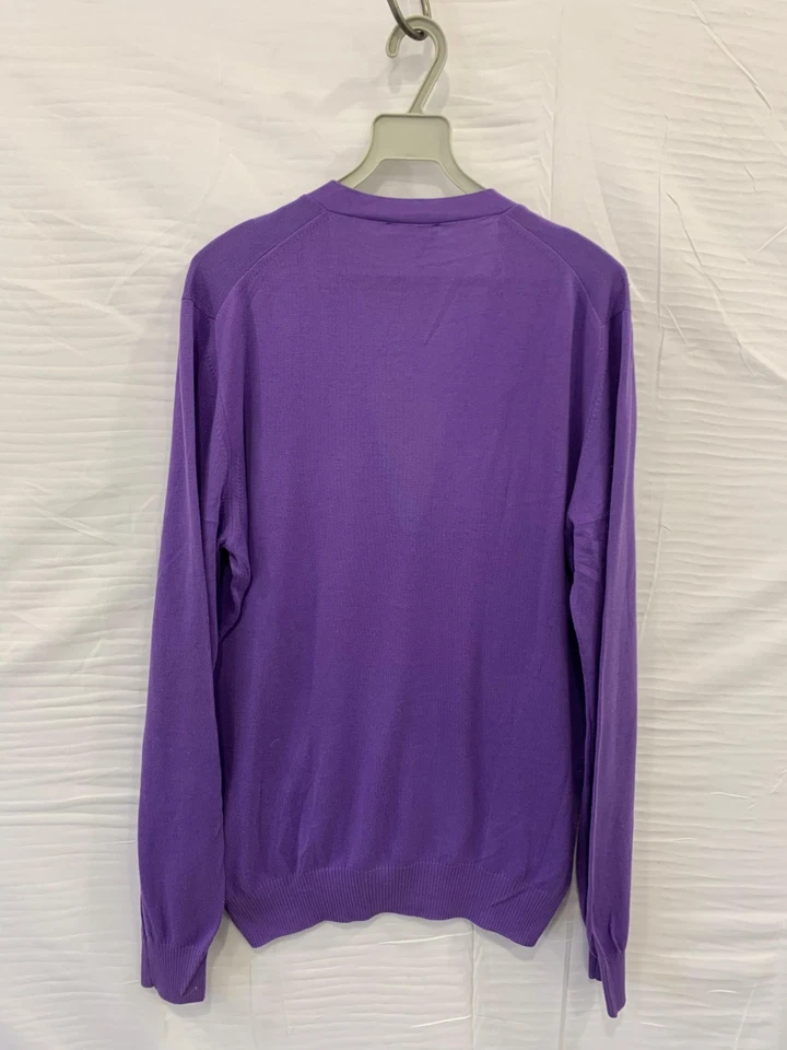 Gran Sasso per Matteo Men’s 100% Cotton Cardigan Purple Made in Italy Sz XL #124 - Image 2 of 4
