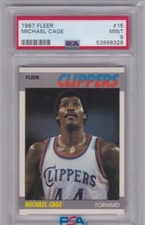 1987-88 FLEER BASKETBALL MICHAEL CAGE #15 CLIPPERS PSA 9 *371