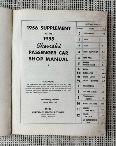 General Motors 1956 Supplement To The 1955 Chevrolet Passenger Car Shop Manual - Picture 5 of 10