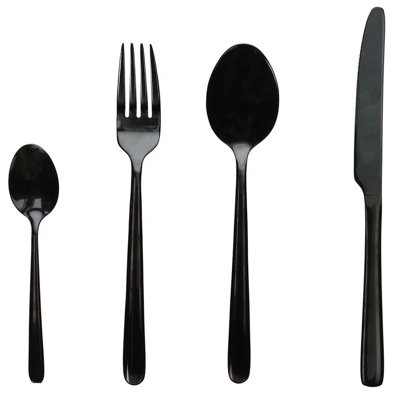 Posate da Tavola Pranzo Cena Colore NERO TOGNANA 24 Pezzi per 6 Persone Acciaio, fotografia 7 di 8