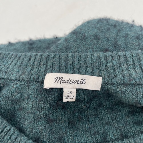 Madewell Damen 2X bestickter Kreuzstich Blumen Pullover Sweater türkis grün - Bild 5 von 12