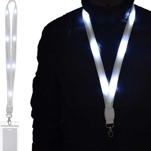 Keychain LED Light Up Neck Strap ID Badge Case Flashing Lanyards Card Holder - Zdjęcie 18 z 19
