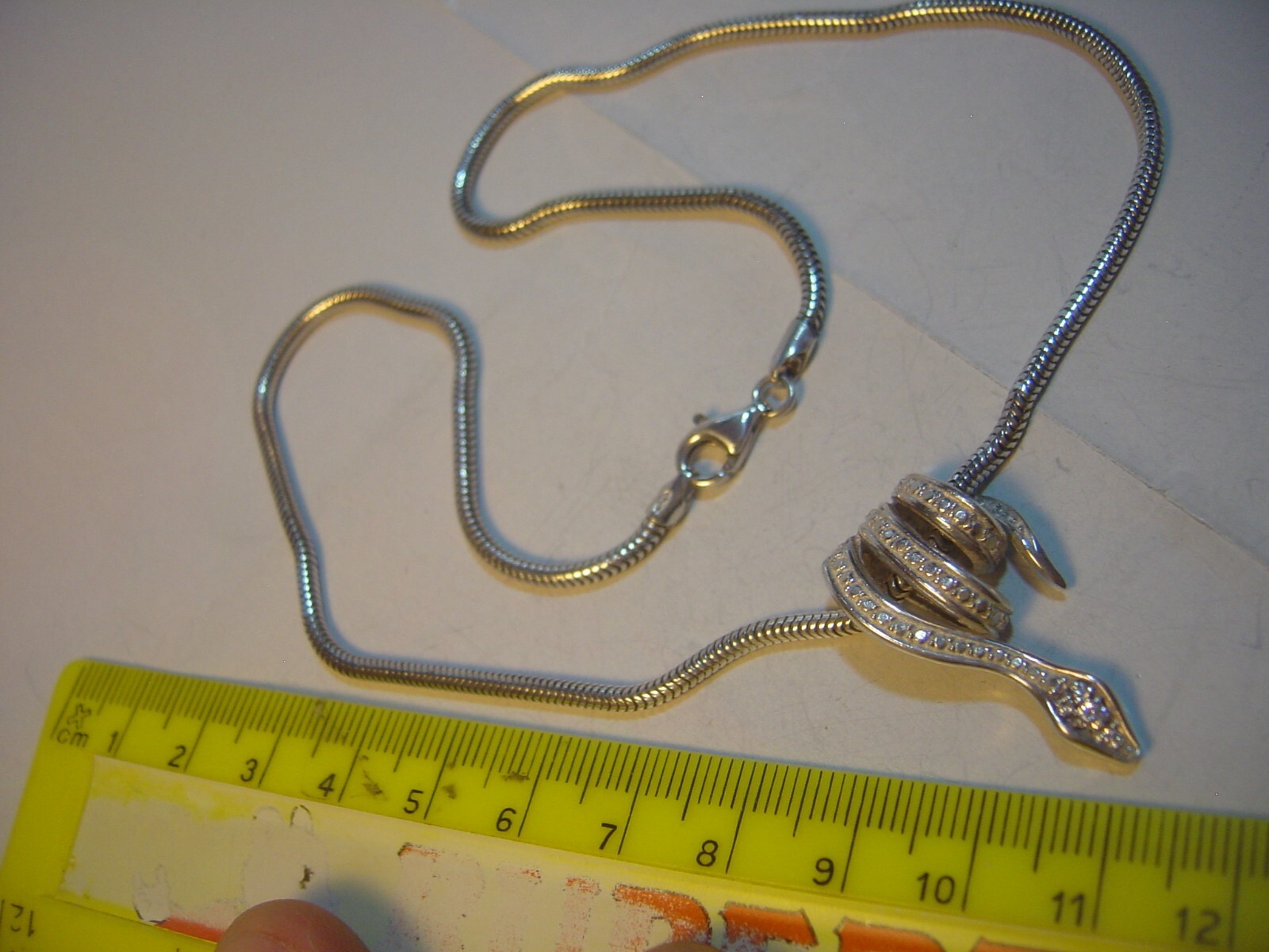 Solid Silver 16" Chunky Snake Chain &Superb Cubic… - image 6