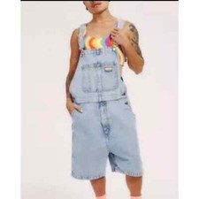 Levi's Pride Liberation Rainbow Denim Overall Shorts L NWT