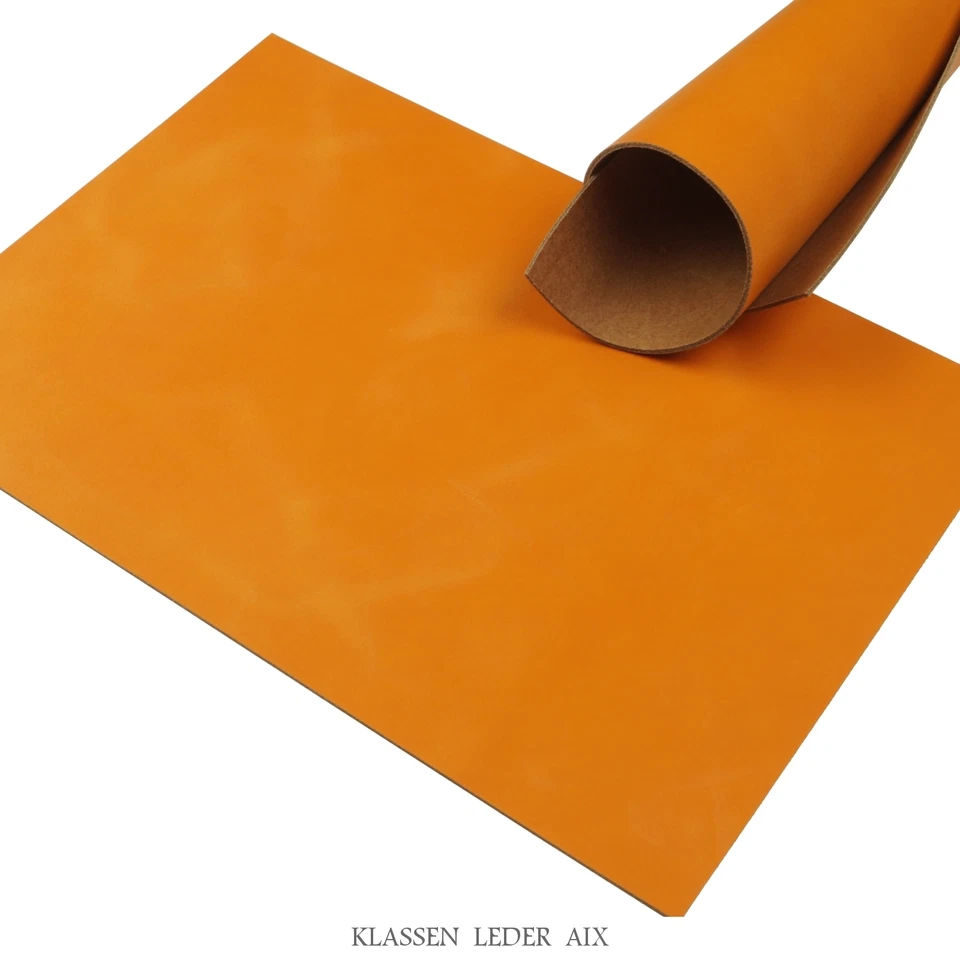 MARKENLOS Rindleder Orange Pull-Up Design 2,3 mm Dick A3 Format Stück Leather 35