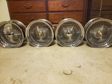 Four 17 X 9 - 100 Spoke Chrome Dayton Wire Wheels Rims Only Four 17 X 9 - 100 Spoke Chrome Dayton Wire Wheels Rims Only