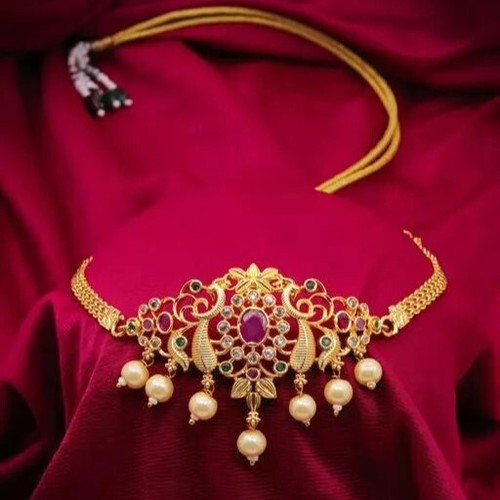 Gold Plated Pakistani Indian Designer Choker Necklace Bollywood Ethnic Jewelry - Picture 6 of 8