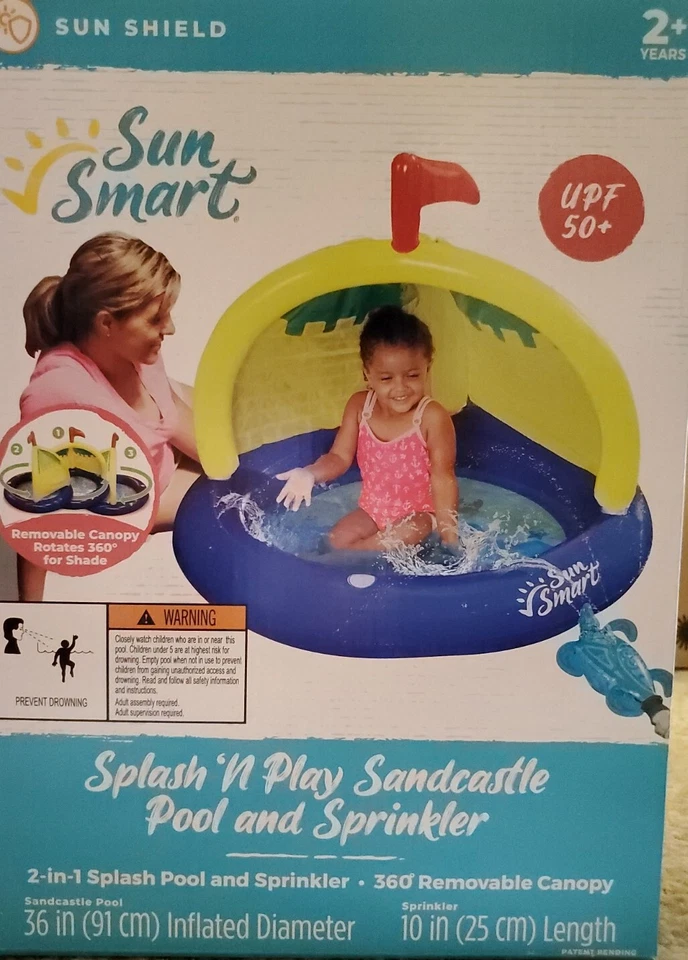 Sun Smart Beach Gear Spray N Play Sandcastle Pool & Turtle Sprinkler For Toddler - Image 2 of 4