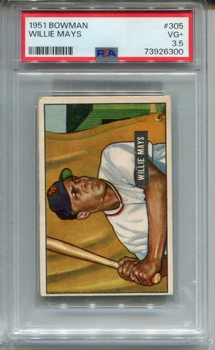 1951 Bowman Baseball #305 Willie Mays Rookie Card Graded PSA 3.5 Eye Appeal